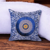 Blue Evil Eye Pillow Cover, Home Décor, Unique Design, Gift, Boho Chic, Mystical Charm