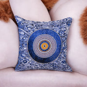 Blue Evil Eye Pillow Cover, Home Décor, Unique Design, Gift, Boho Chic, Mystical Charm