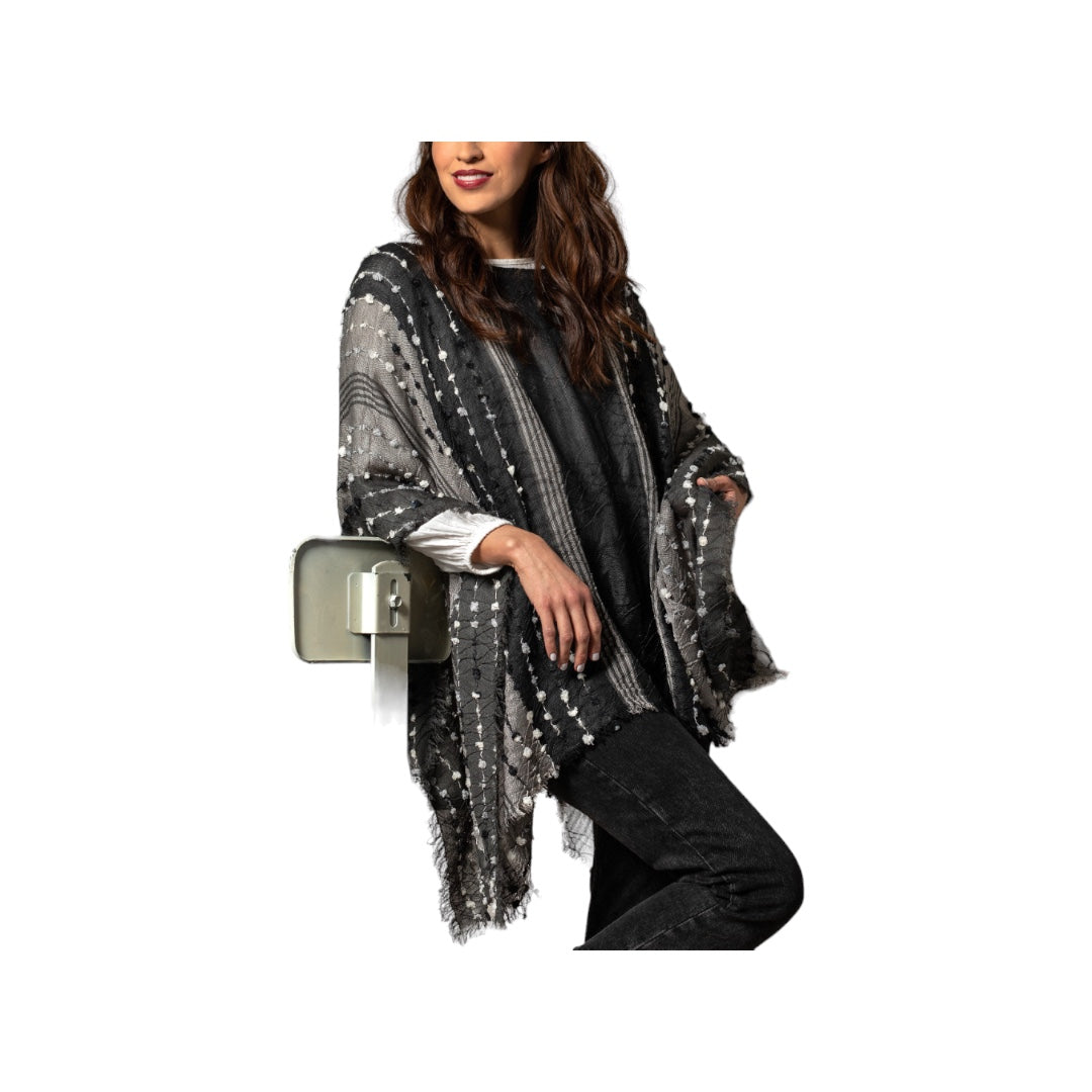 The Textured Poncho - Black Mix: Embrace Confidence, Courage, and Strength with Every Wear