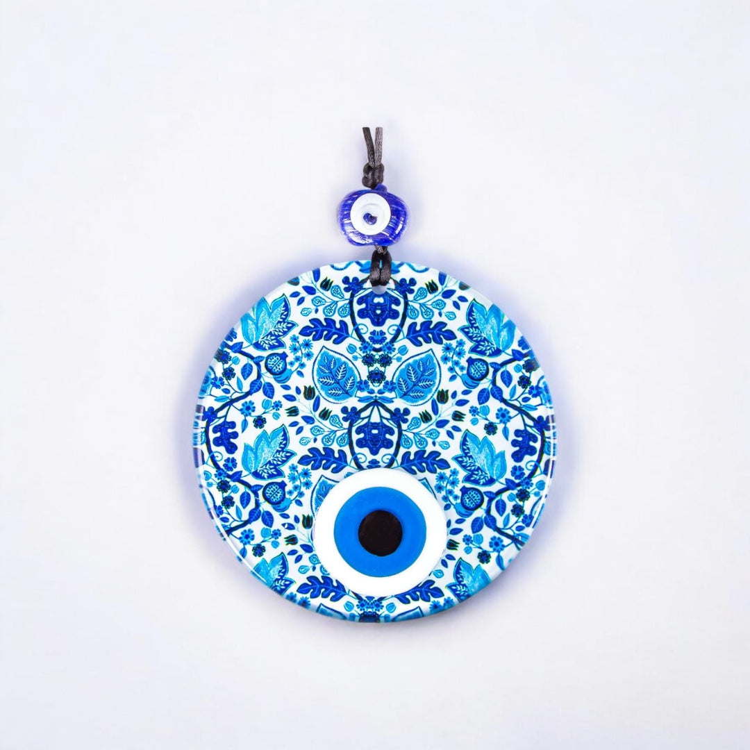 Blue and White Turkish Glass Evil Eye Ornament, Protection Gift