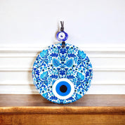 Blue and White Turkish Glass Evil Eye Ornament, Protection Gift