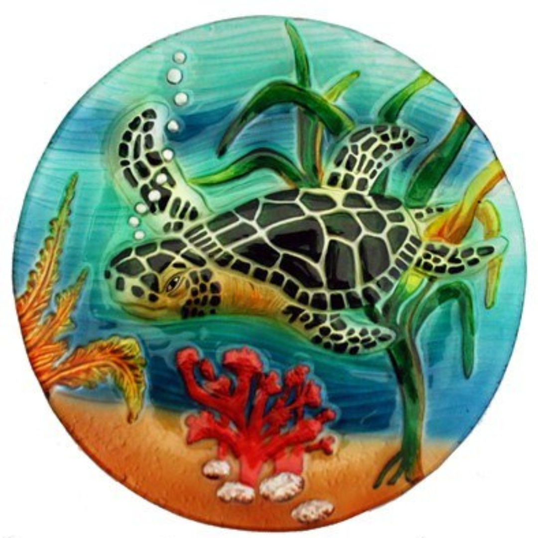 18" Round Multicolor Sea Turtle Fused