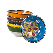 Set of 6 Handcrafted Embossed Pattern Ceramic Bowls with Turkish Ottoman Artistry