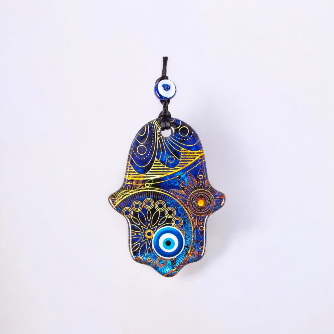 Hamsa, Evil Eye Glass, Wall Hanging Ornament, Elegant Hamsa Decor,  Protective Wall Art