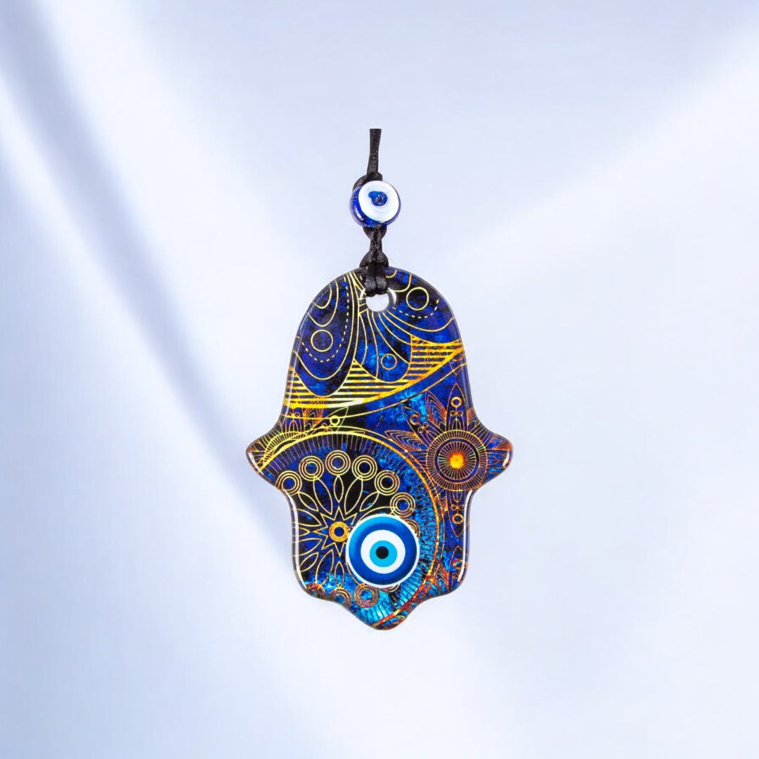 Hamsa, Evil Eye Glass, Wall Hanging Ornament, Elegant Hamsa Decor,  Protective Wall Art