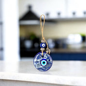 Evil Eye, Double Glass,  Blue Wall Hanging Ornament, Spiritual Protection Decor