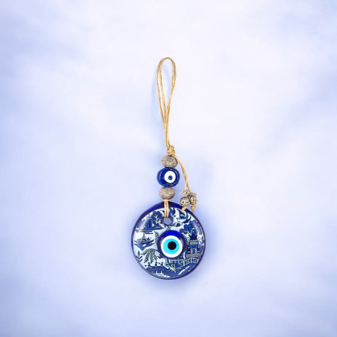 Evil Eye, Double Glass,  Blue Wall Hanging Ornament, Spiritual Protection Decor