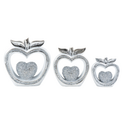 3pc Silver Diamond Apple Decor Set