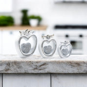 3pc Silver Diamond Apple Decor Set