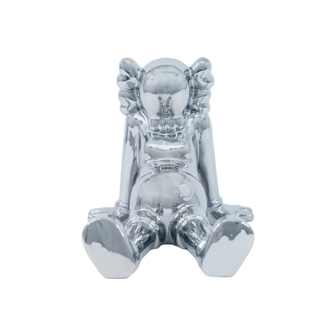 Sitting silver Ceramic Sculpture