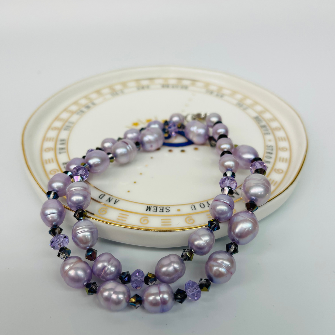 Freshwater Pearl Necklace, Purple, Lilac Pearls, Genuine Pearl Necklace, Beaded Necklace, Gift for Her