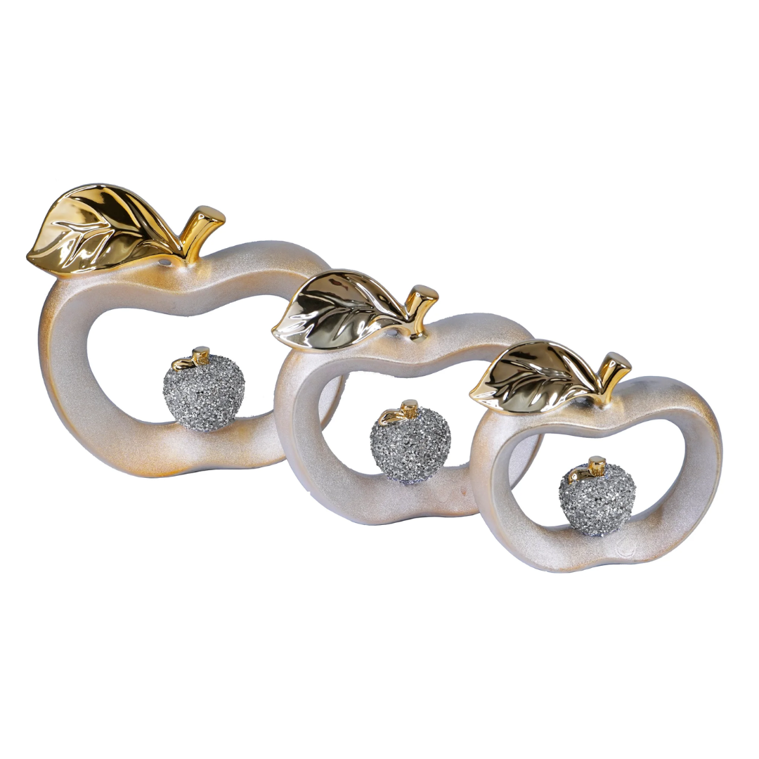 Gold 3pc Apple Set Decor