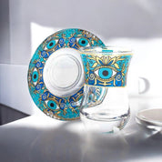 Elegant Gold Evil Eye, Tea Glass Set, Bold Evil Eye Design