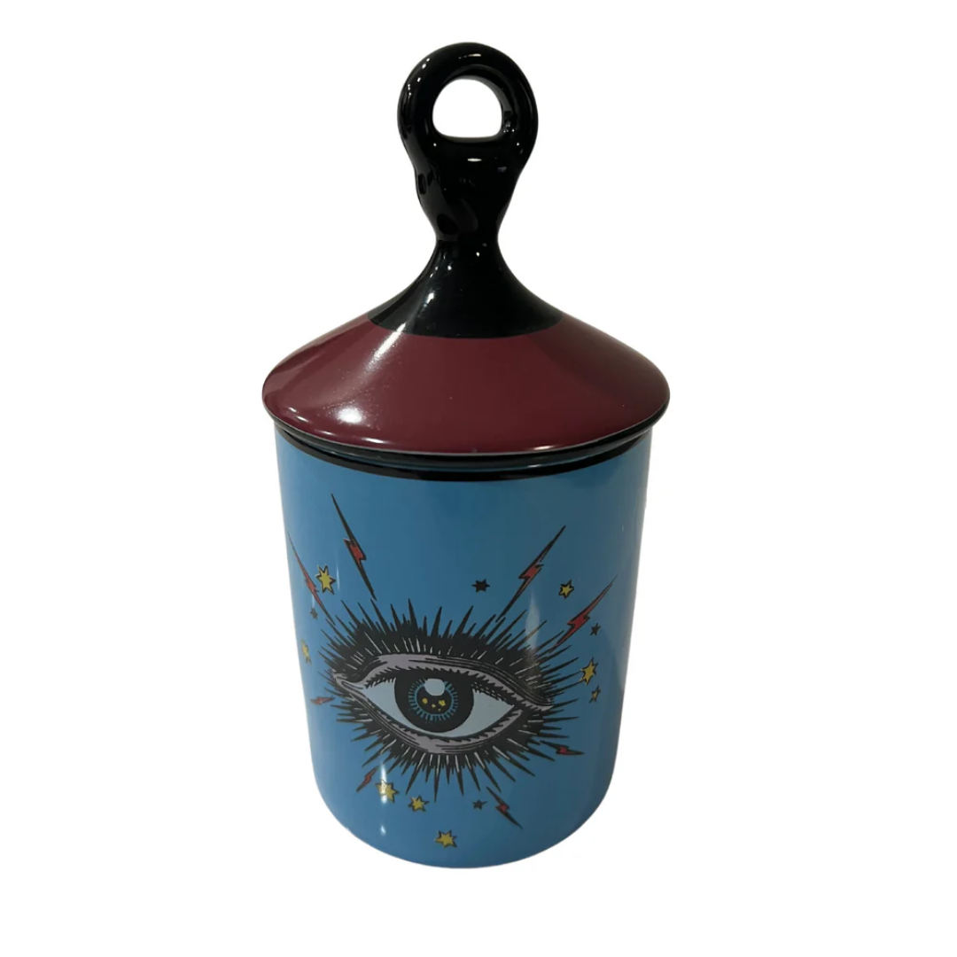 Evil Eye Blue Ceramic Jar