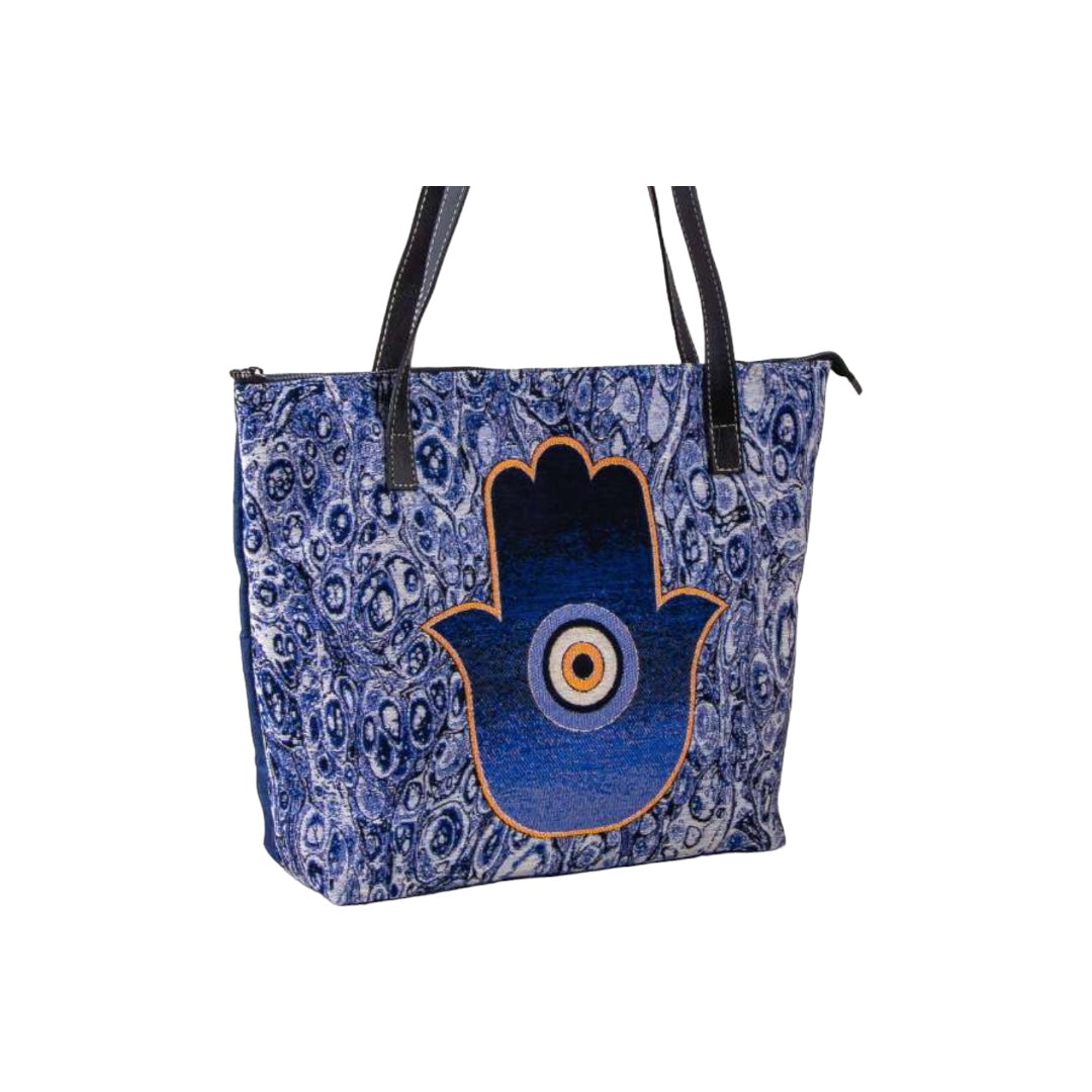 Hamsa Hand Design Tote Bag, Stylish Symbol of Protection and Luck