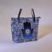 Hamsa Hand Design Tote Bag, Stylish Symbol of Protection and Luck