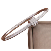 Silver Diamond Stainless Steel Bangle