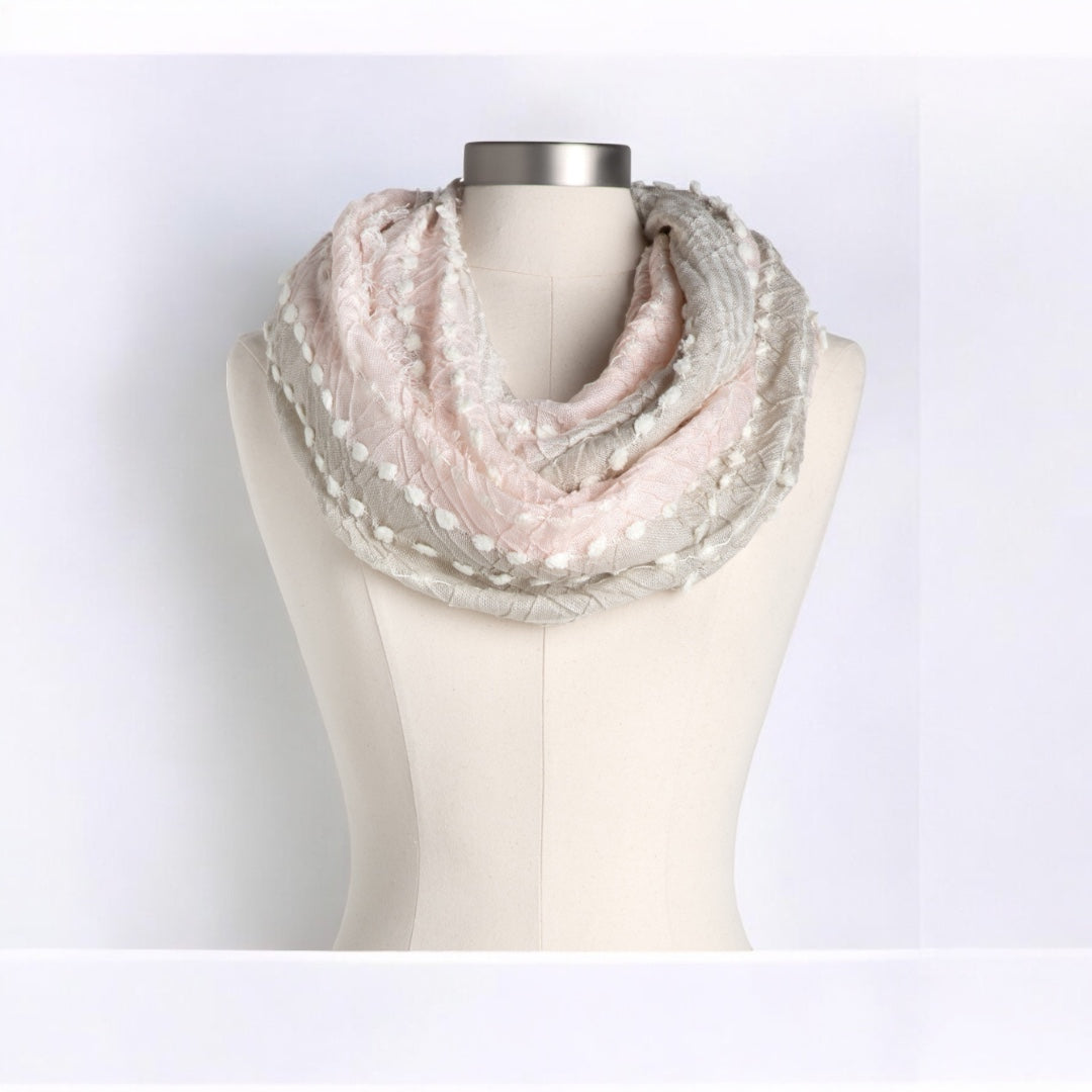 Textured Infinity Scarf in Blush, Embrace Elegance and Comfort with a Versatile Accessory