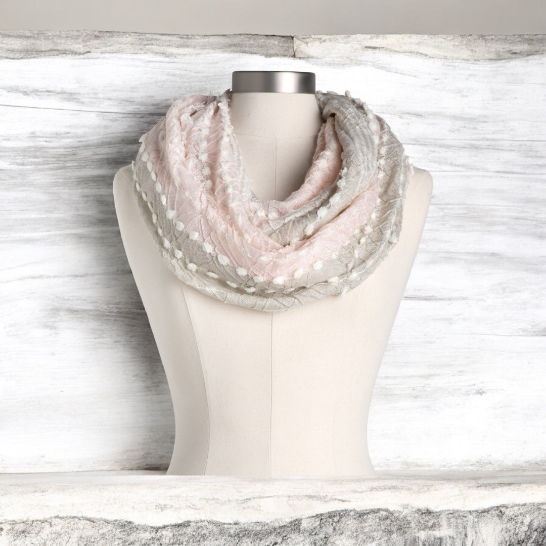 Textured Infinity Scarf in Blush, Embrace Elegance and Comfort with a Versatile Accessory