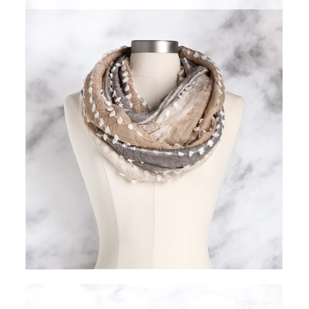 Textured Infinity Scarf in Tan: Embrace Comfort and Elegance with a Versatile Accessory