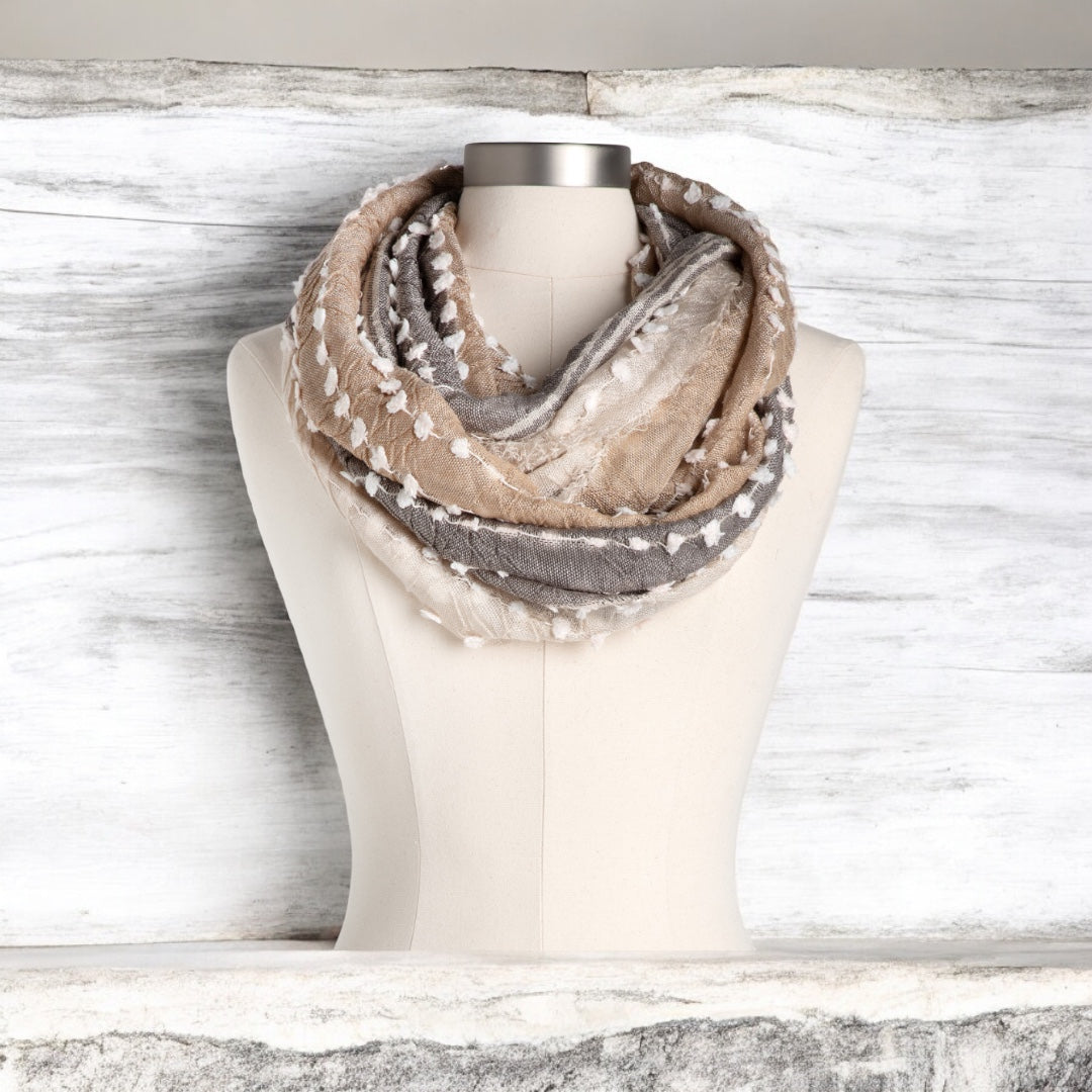 Textured Infinity Scarf in Tan: Embrace Comfort and Elegance with a Versatile Accessory