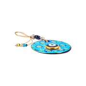 Glass Evil Eye, Wall Hanging Ornament, Gold Accents, Home Decor