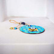 Glass Evil Eye, Wall Hanging Ornament, Gold Accents, Home Decor