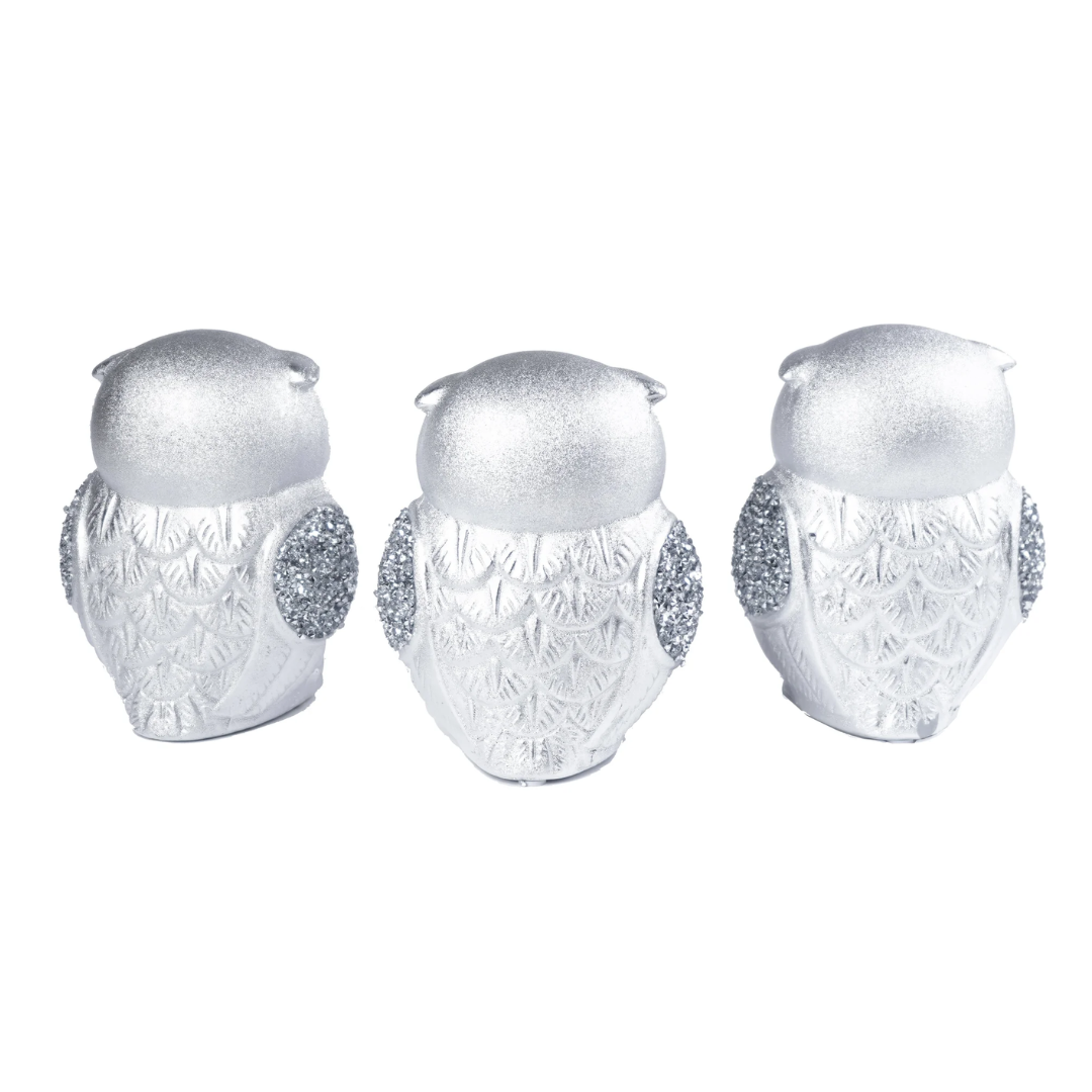 Silver Owl Trio Set Decor