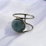 Sterling Silver, Ring, Larimar, Circle, Gemstone, Timeless, Boho, Birthday Gift