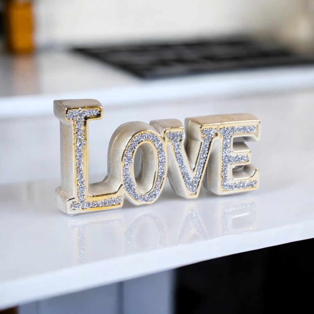 Gold Love Word Diamond Sign Decor, Love Gift