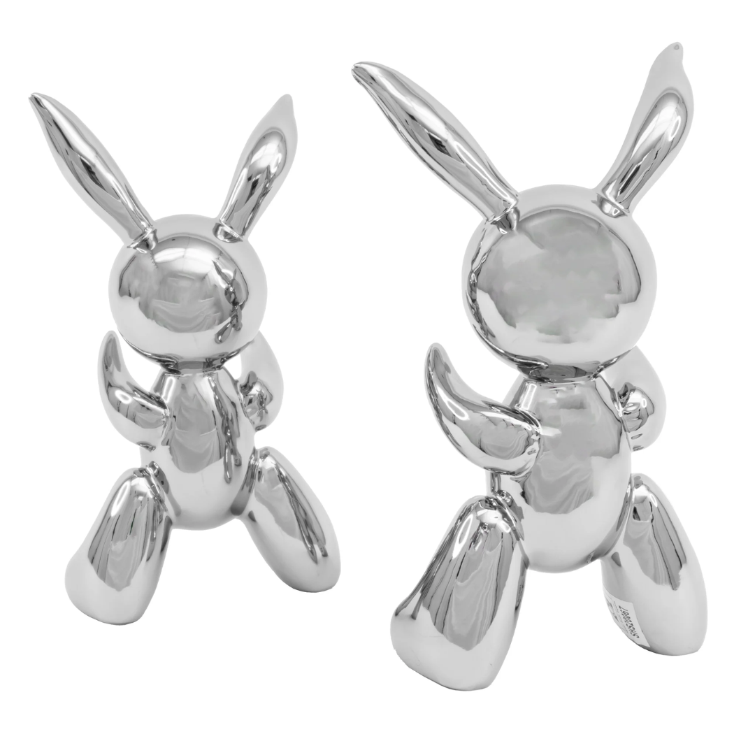 2-Piece Standing Silver Bunny Set