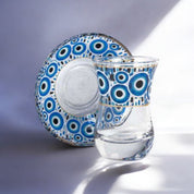 Protective Evil Eye Tea Glass Set – Elegant Cups and Saucers with Cultural Design