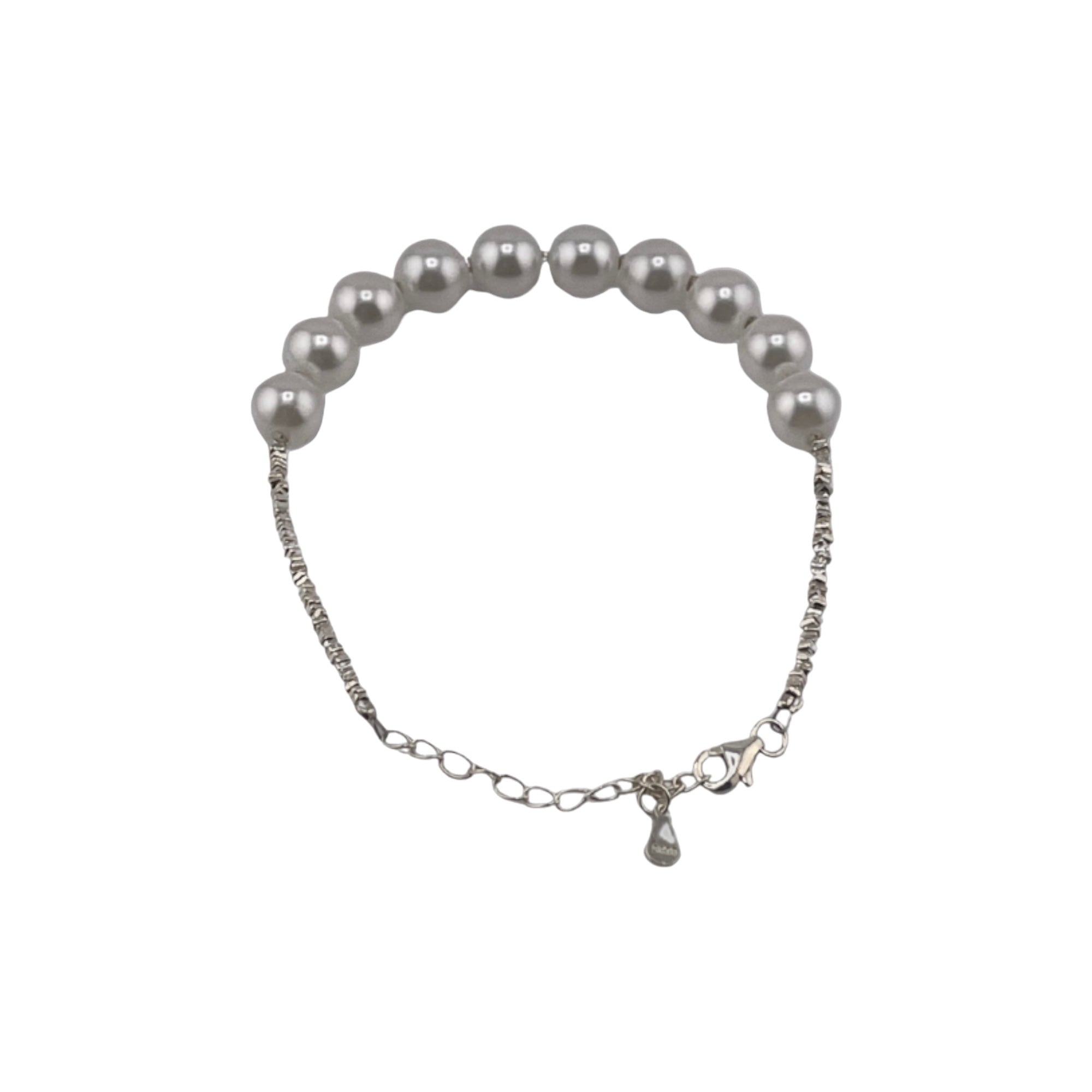 Elegant Sterling Silver Beaded Bracelet with White Pearls - Timeless and Versatile Jewelry Gift