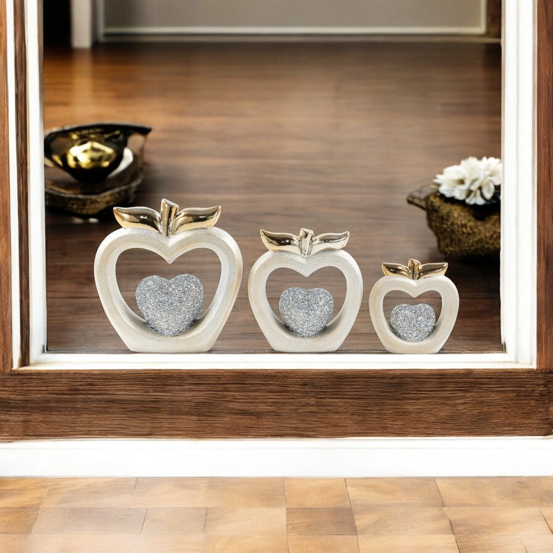 3pc Gold Diamond Apple Decor Set