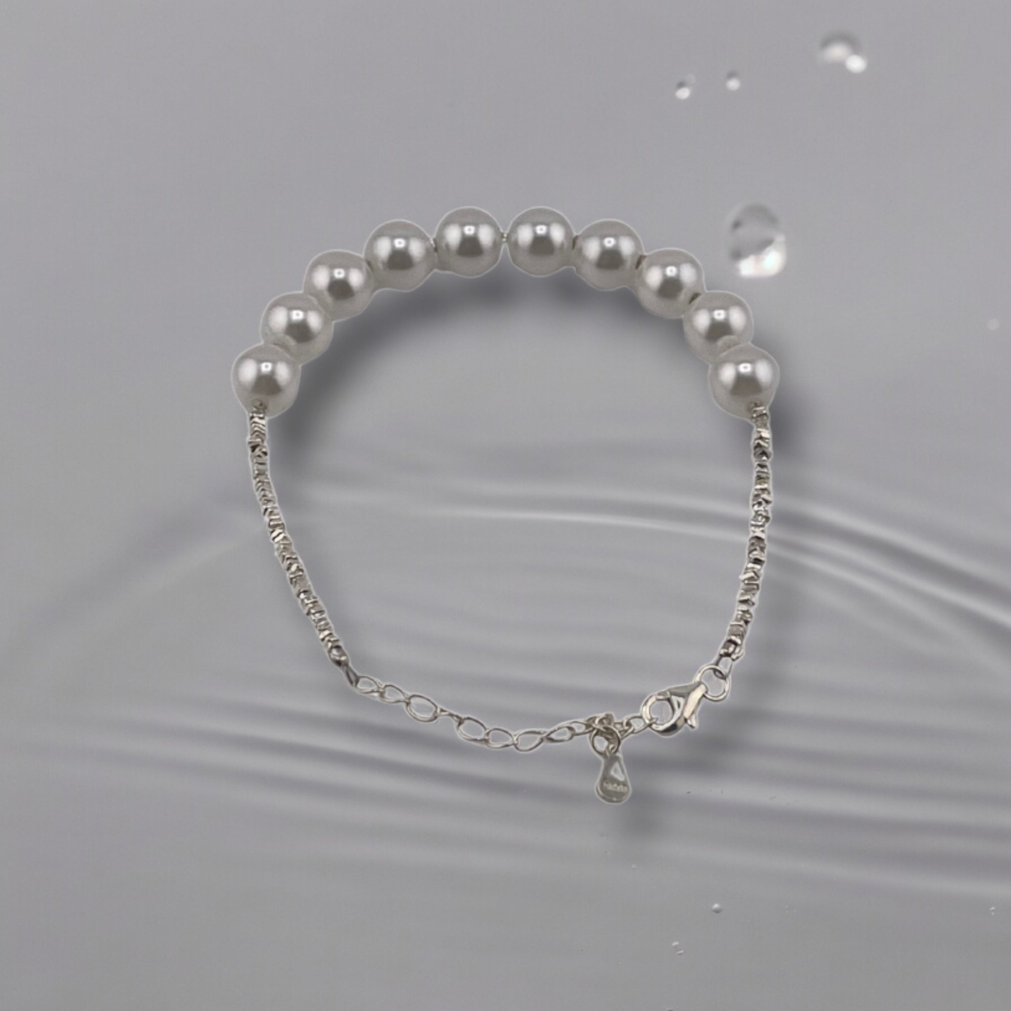 Elegant Sterling Silver Beaded Bracelet with White Pearls - Timeless and Versatile Jewelry Gift