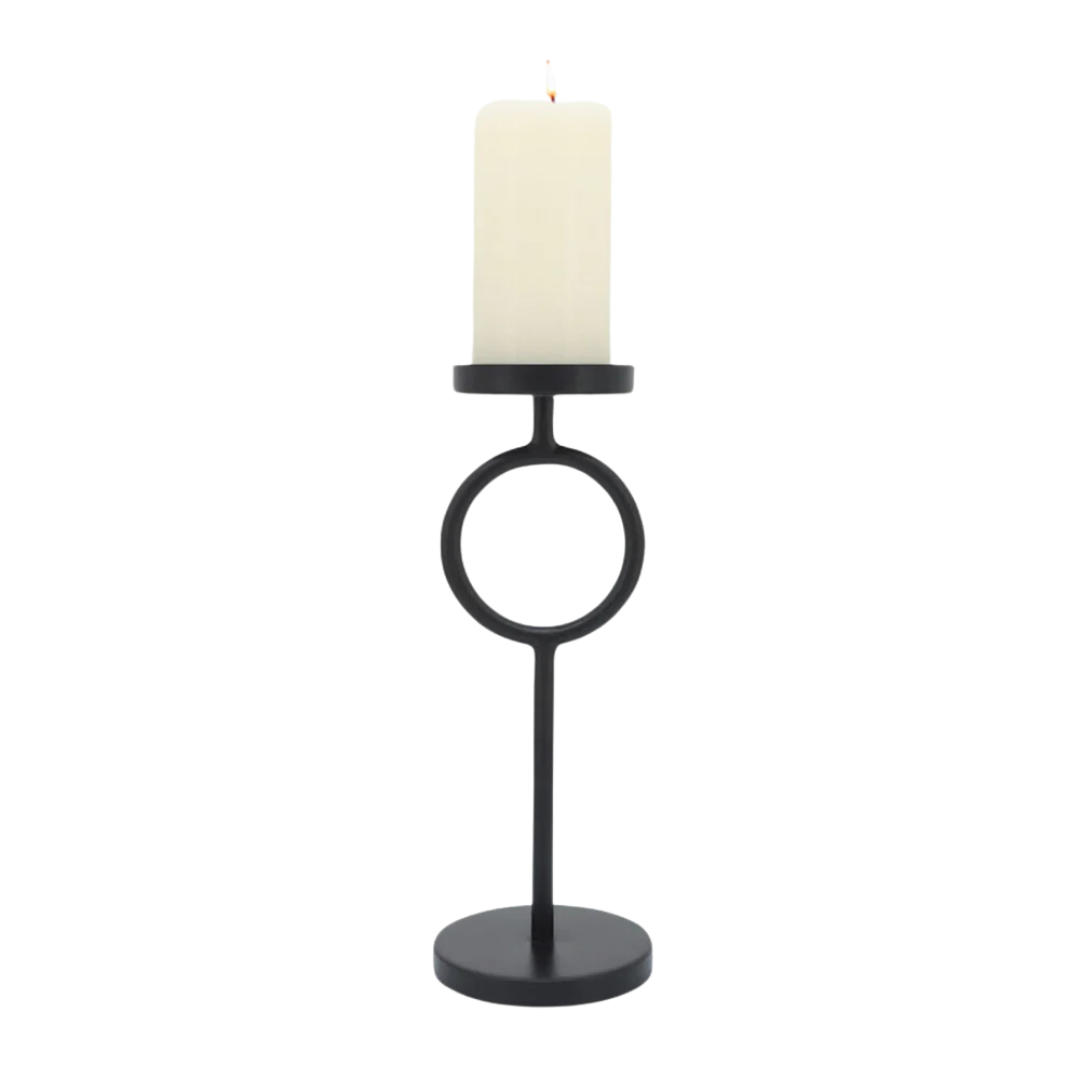 Metal, 8"h Ring Candle Holder, Black