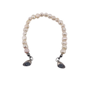 White Faux Pearl Bracelet with Heart-Shaped Magnetic Clasp - Silver Finish