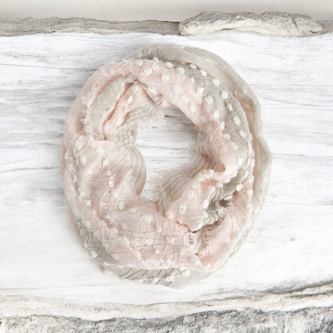 Textured Infinity Scarf in Blush, Embrace Elegance and Comfort with a Versatile Accessory