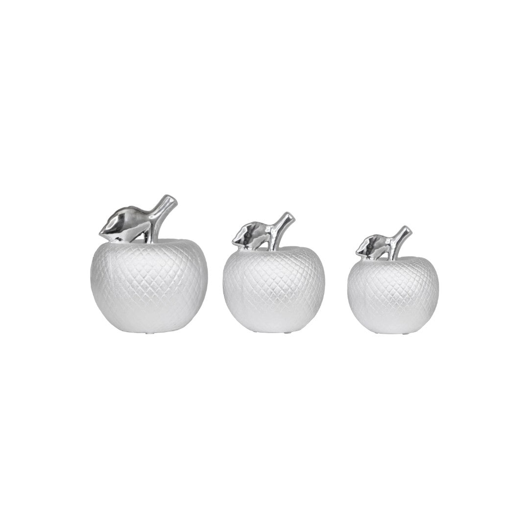 3pc Silver Apple Decor Set