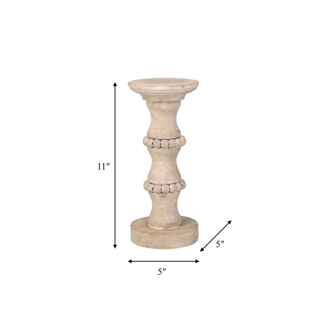 WOODEN 11" ANTIQUE STYLE  CANDLE HOLDER