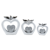 3pc Silver Diamond Apple Decor Set