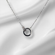 Sterling Silver, Pendant Necklace, Zircon Interlocked Rings, Minimalist, Jewelry, Necklace, Gift For Her, Modern Design