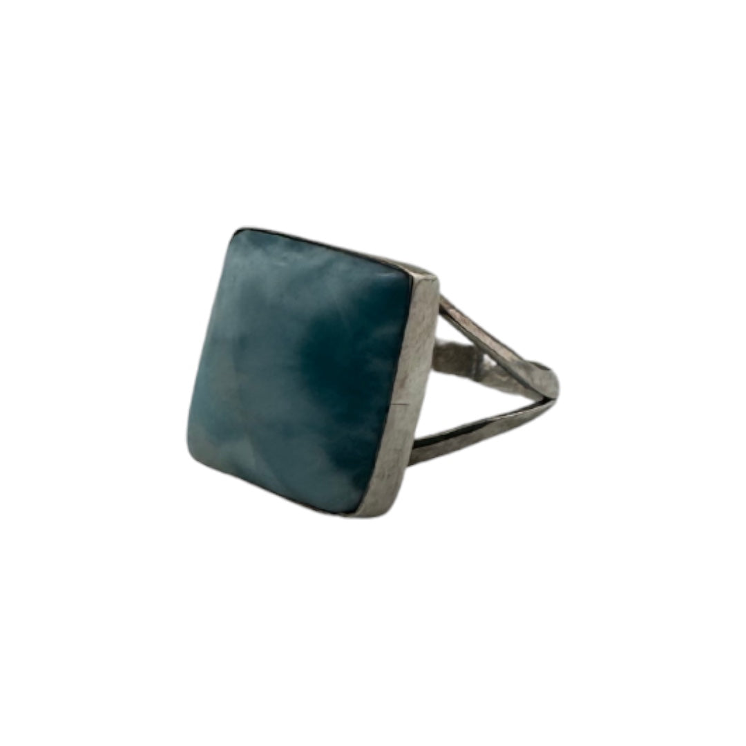 Sterling Silver, Ring, Square, Larimar, Gemstone, Perfect Gift