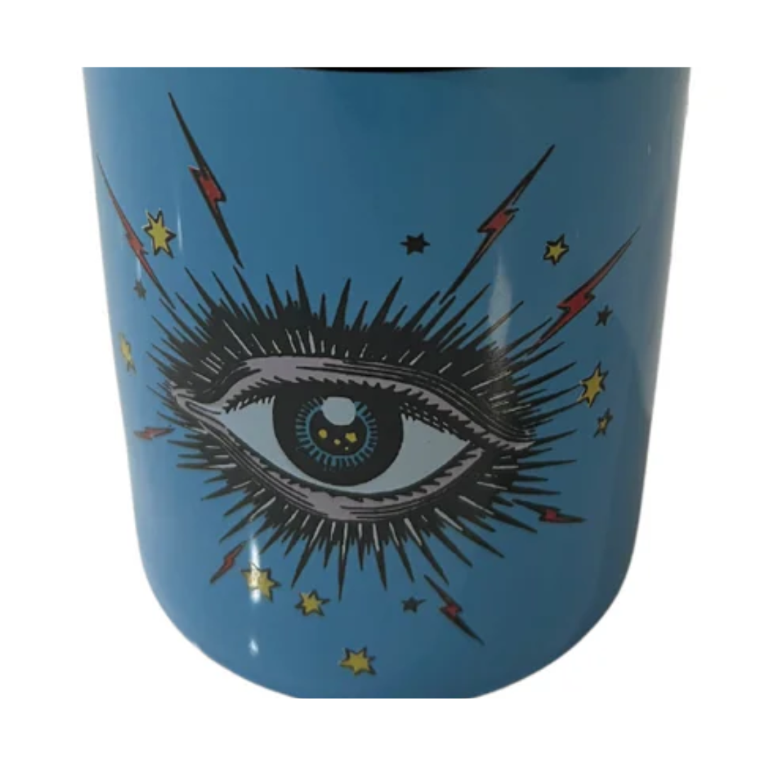 Evil Eye Blue Ceramic Jar