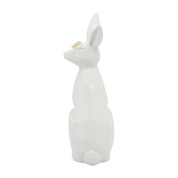 Cer, 11"h Sideview Bunny W/ Glasses, White/gold