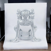 Sitting silver Ceramic Sculpture