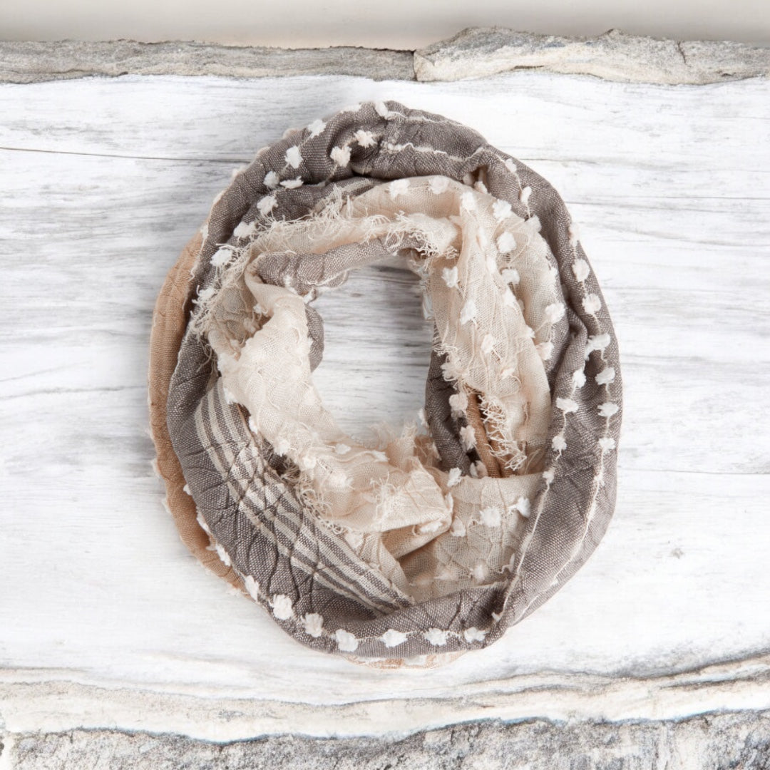 Textured Infinity Scarf in Tan: Embrace Comfort and Elegance with a Versatile Accessory