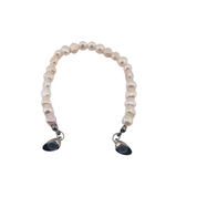 White Faux Pearl Bracelet with Heart-Shaped Magnetic Clasp - Silver Finish