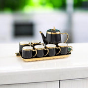 Luxury Modern Ceramic Tea / Coffee Set - Black with Gold Accent