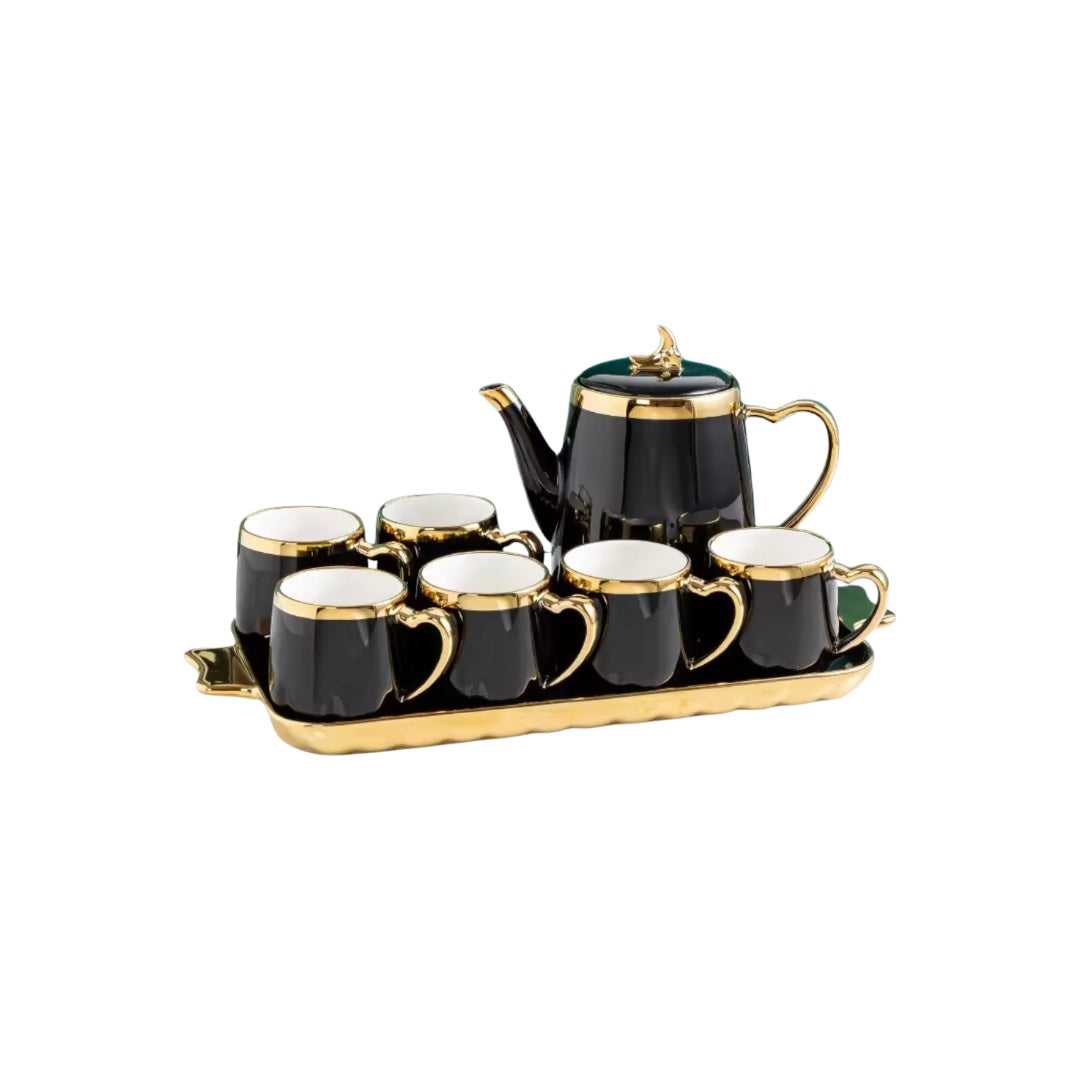 Luxury Modern Ceramic Tea / Coffee Set - Black with Gold Accent